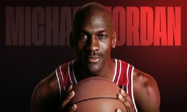 Michael Jordan with basketball