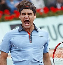 Roger Federer celebrating victory